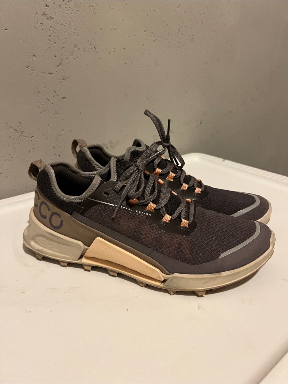 Ecco Women’s lavender and Gray Athletic Trail Sneakers with Tan Accents